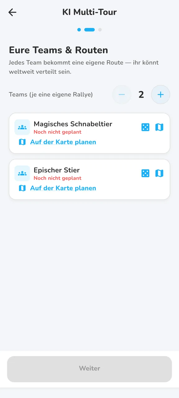 Multi-Tour: Teams mit eigenen Routen weltweit