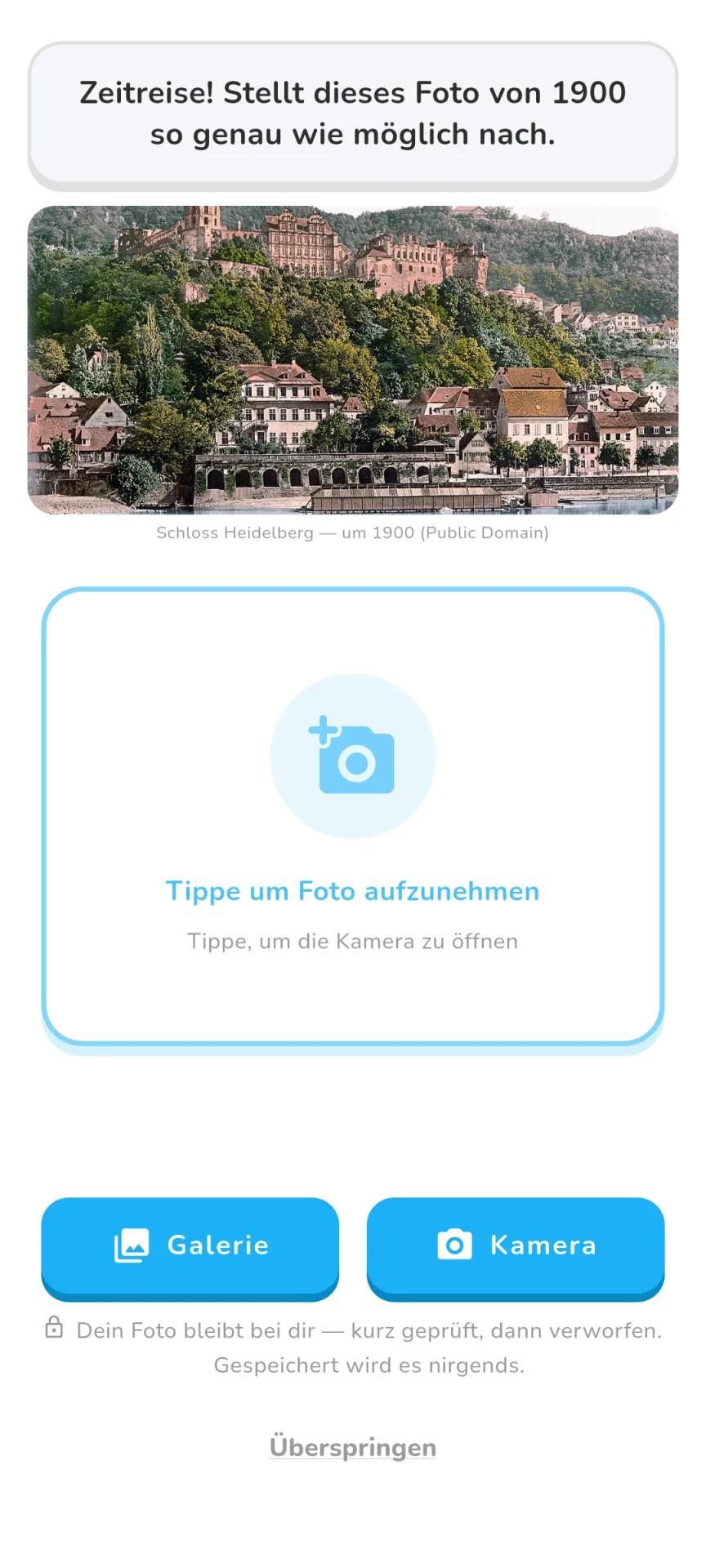 Zeitreise-Mission: ein historisches Foto am echten Ort nachstellen